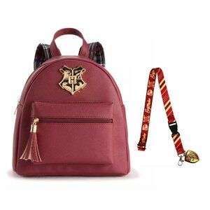 Harry Potter Hogwarts Crest Mini Backpack with Gryffindor Lanyard ID Holder